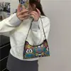 Bolsa com Estampa de Cobra para Mulheres, Novo Estilo Outono e Inverno, Bolsa de Ombro em Cor Contrastante, Bolsa Quadrada Pequena Colorida da Moda e Personalizada, Bolsa Versátil de Axila