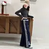 Pantalones de Otoño para Niñas 2026 Nuevo Estilo Encaje Empalmado Bloque de Color Cinta Elegantes Holgados de Pierna Ancha