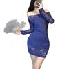 Vestido de Renda Off-Shoulder Plus Size Sexy Bodycon Slim-Fit Lingerie para Meninas Quentes