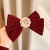 Horquilla con lazo rojo de Año Nuevo para mujer, para otoño e invierno, con clip para la parte posterior de la cabeza, para celebridades de Internet, con clip de primavera, accesorio para la cabeza sencillo.