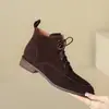 ¡Diseño único! Botines extremadamente elegantes ~ estilo francés con cordones frontales y tacón bajo, aspecto vintage