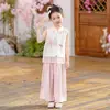 Hermoso Hanfu Estilo Antiguo para Niñas, Traje Tang, Estilo Chino, Conjunto de Verano para Niñas Pequeñas, Nueva Versión Mejorada Estilo Chino, Súper Estilo Hada, Adecuado para Conjunto de Uso Diario