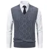 2025 Comércio Exterior Amazon Masculino Gola V Slim Fit Jacquard Suéter Colete Tamanho Grande Casual Tricô Colete