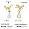 Pendientes de acero inoxidable silenciosos y delicados con pedrería, lazo, colgantes de circonita cúbica en forma de lágrima, joyería para orejas, acero de titanio, accesorios transfronterizos, resistentes al color