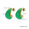 Aretes de Moda Transfronteriza Europea y Americana de Acero de Titanio Chapado en Oro Aretes Cuadrados Simples y Versátiles Aretes Coloridos de Gota de Agua Difuminados Venta al por Mayor