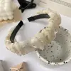 Diadema plisada de pedrería de alta gama con corona alta, elegante diadema de borde ancho con dientes, accesorio versátil para el cabello para lavarse la cara