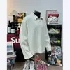Sudadera retro americana para hombre, primavera y otoño, con cuello de solapa, mangas largas, jacquard de patrón de trigo, top moderno de peso pesado, cálido, versátil y a la moda
