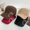Gorra de Béisbol de Lana de Cordero para Niños Otoño e Invierno Gorra Bordada con Letras Coreanas Ala Ancha Cara Pequeña Cálida Gorra Deportiva
