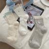 Calcetines de Malla Transpirable sin Hueso, Estilo Amoroso para Niña, Temporada de Primavera y Verano, para Apilar, Venta en Vivo, Bordados, Combinación de Colores, Talla Media, ins