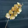 Flores de Nochevieja, Flores Artificiales Doradas, Eucalipto Dorado, Hortensia, Abanico Dorado, Hojas de Ginkgo, Cubo de la Fortuna, Arreglo Floral, Hojas, Flores de Plástico