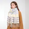 Bufanda de Invierno Bufanda de Imitación Lana Chal para Mujer Rayado Cálido Versátil Moda Otoño e Invierno Nuevo Estilo Japonés y Coreano Bufanda para el Cuello