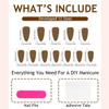 Unhas Amendoadas com Glitter Dourado Francês Cores de Exportação Unhas Usáveis 24 Peças Unhas Postiças Prontas Unhas Removíveis Atacado