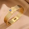 Comercio Electrónico Transfronterizo Aliexpress Amazon Pulsera de Acero Inoxidable con Trébol de Cuatro Hojas Ojo Turco Más Vendida con Goteo de Aceite