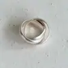 Estilo neutral avanzado plata mate oro brillante tres piezas anillo liso nicho sentido de diseño minimalista anillo de dedo avanzado anillo mujeres