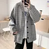 Chaqueta para Hombre Estilo Coreano de Moda Estilo Universitario Chaqueta de Traje a Cuadros Verano Delgada Uniforme Estilo Británico Traje Mujeres