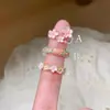 Anillo de Flor de Zirconia Esmaltada Pintado a Mano con un Diseño Único, Versátil y Ajustable, para Mujeres, de Nicho y Lujo Ligero