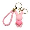 Chaveiro de Coelho de Pelúcia Tecido Resina Desenho Animado Amor Pingente de Casal Acessórios Enfeites Feitos à Mão Porta-Chaves