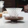 Copo Filtro de Café de Vidro Transparente V60 Jarra Compartilhada Suporte de Madeira Funil Filtro de Mão Papel Filtro Espesso Copo Inteligente