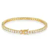 Corrente Tennis Hip-Hop Popular Europeia e Americana 3-6mm, Pulseira Luxuosa de Zircônia Totalmente cravejada com Diamantes, Acessório da Moda Unissex Transfronteiriço