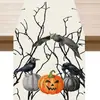 Camino de mesa de Halloween más vendido de Temu transfronterizo, mantel decorativo navideño de lino, alfombrilla de té de gama alta para mueble de TV