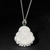 Nuevo collar de Buda de estilo chino para mujer, bañado en plata, calcedonia natural, gran barriga de hielo, cadena de Buda, regalo de templo, explosiones, venta al por mayor