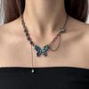 Collar de Mariposa de Circonita Estilo Punk de Industria Pesada Diablo para Mujer Exquisito de Alta Gama Lujo Ligero Nicho Cadena para el Cuello Cadena para la Clavícula Joyería