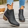 Botines Chelsea 2025 Otoño e Invierno Estilo Nuevo Calados Puntiagudos Tacón Cuadrado Bajo Botas Transfronterizas Botines Individuales para Mujer Cremallera Lateral