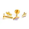 Brincos de Titânio F136 Banhados a Ouro 18K Formato de Pipa Argolas para Lábio Nariz Corpo Piercing de Liga de Titânio G23 Acessórios para Unhas de Osso da Orelha