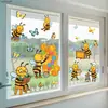 Múltiplos Adesivos de Janela de Abelha e Borboleta em Estilo Fofo para Portas e Janelas de Vidro, Adesivos de Vidro com Aderência Estática e Visibilidade Dupla Face