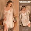 Novo estilo sexy laço perspectiva camisola verão malha vestido de peito almofada reunir tentação vestido longo 6623