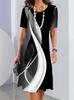 2024 nova roupa feminina padrão geométrico pintura de paisagem estampa vestido verão lazer vestido feminino