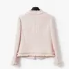 Chaqueta Rosa Tweed Romántica Francesa, Elegante Top Femenino 25108