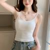 H587 Top Feminino Pequeno de Suspensório Slim Fit Estilo Hot Girl com Bojo e Colete Verão Sexy Camiseta Mais Fácil de Combinar