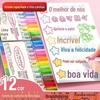 Caneta de contorno de linha dupla de 12 cores, caneta flash, caneta pérola, 8 cores, dupla cor, grande capacidade, caneta fluorescente, marcador de estudante