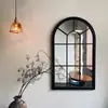 Decoração de Arte de Ferro para Parede Janela Falsa Espelho Decoração de Parede de Fundo de Restaurante Janela em Arco Decoração Pendurada de Cabeceira Sala de Estar