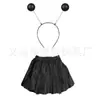 Disfraz de Rendimiento Alienígena para Fiesta y Festival con Diadema de Bola de Polvo de Colores, Tocado, Falda Estampada en Dorado, Set de Cosplay de Halloween