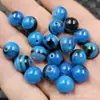 Azul Lápis Lazúli Ágata Azul Contas Redondas Jade Contas Soltas Flor Preta Pulseira de Ágata Azul Colar Acessórios de Joias Contas Artesanais