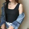 Camisola interior de seda de hielo para mujer, otoño, ajuste ceñido, para llevar exterior, sexy, sin mangas, tejido de punto, top básico, entrega de una pieza