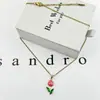 Collar con Colgante de Rosa Esmaltada para Mujer, Cadena Clavicular de Lujo Ligero, Joyería Versátil de Gama Alta, Nuevo Modelo Transfronterizo