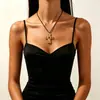 Collar de Acero de Titanio con Cruz de Cuerda Negra Dulce-Genial de Moda, Diamante de Colores, Venta Caliente Transfronteriza, Acero Inoxidable, Collar Simple que No se Desvanece