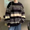 Suéter de Invierno con Cuello Redondo para Hombre, Estilo Japonés Moderno Holgado Versión Coreana, Tejido Retro Elegante para Estudiantes