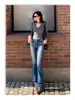 Jeans Rectos Ajustados de Tiro Bajo Estilo Retro Americano para Mujer Otoño e Invierno 2025 Pantalones Sueltos Elásticos de Corte Recto