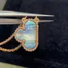 Collar Grande Van Gogh de Nácar Blanco para Mujer, Trébol de Cuatro Hojas, Chapado en Oro de 18K, Versión de Alta Gama, Cadena para Suéter de Nácar Rojo para Mujer, Fabricante