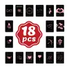 Set Transfronterizo de 18 Tarjetas de San Valentín con Fondo Negro y Tonos Rosas, Presentando Texto Romántico Adecuado para Confesión, Regalo y Transmitir Sentimientos Sinceros
