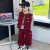 Conjunto de Tres Piezas Rayado de Otoño para Niños 2025 Nuevo Elegante Moda para Bebés y Niños Pequeños Ropa Infantil de Comercio Exterior
