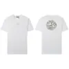 Camiseta de Verão Solta de Manga Curta da Marca Tendência Transfronteiriça Stone para Homens e Mulheres com Estampa de Letras no Peito e Estampa de Bússola nas Costas