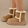 2026 Nuevas Botas de Tobillo Versátiles de Terciopelo Plus con Suela Gruesa Botas de Nieve para Mujer Talla Grande Botas de Algodón de Invierno Abrigo Cálido Zapatos de Algodón