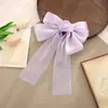 Super hada francés chifón lazo tocado horquilla grande femenina clip de resorte horquilla para la parte trasera de la cabeza tocado amarillo flor sirena Ji