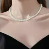 Colar de Pérolas Shijia para Mulheres, Design Perfeitamente Redondo de Alto Padrão, Estilo Francês Vintage, Luxo Leve, Quatro Estações, Corrente Clavícula de Nicho, Corrente de Pescoço Longa