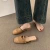 Pantuflas de media punta tejidas transpirables para mujer para usar en verano sin cansar los pies, sandalias planas slip-on para estar en casa